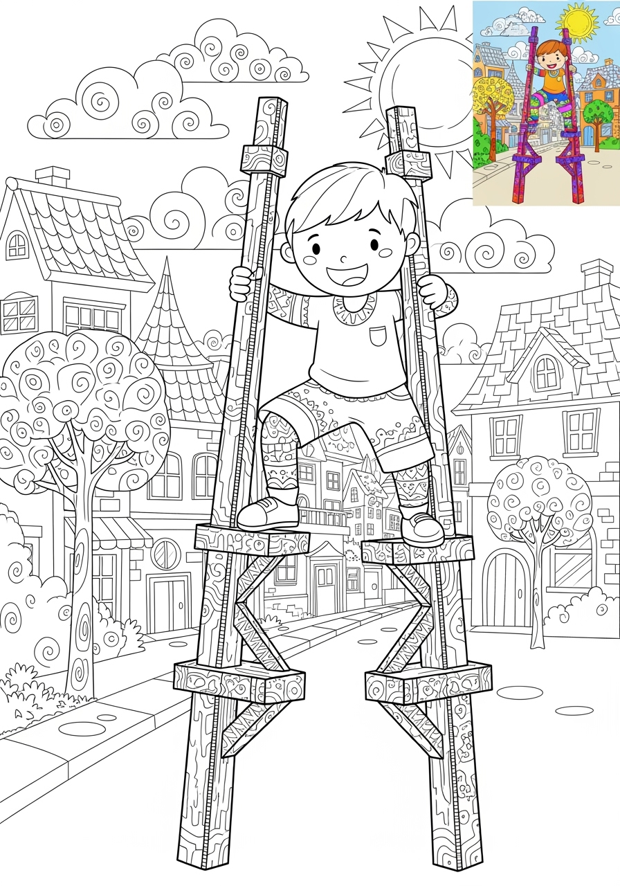 advanced toys and games Jouets d'Extérieur stilts kids coloring page 0