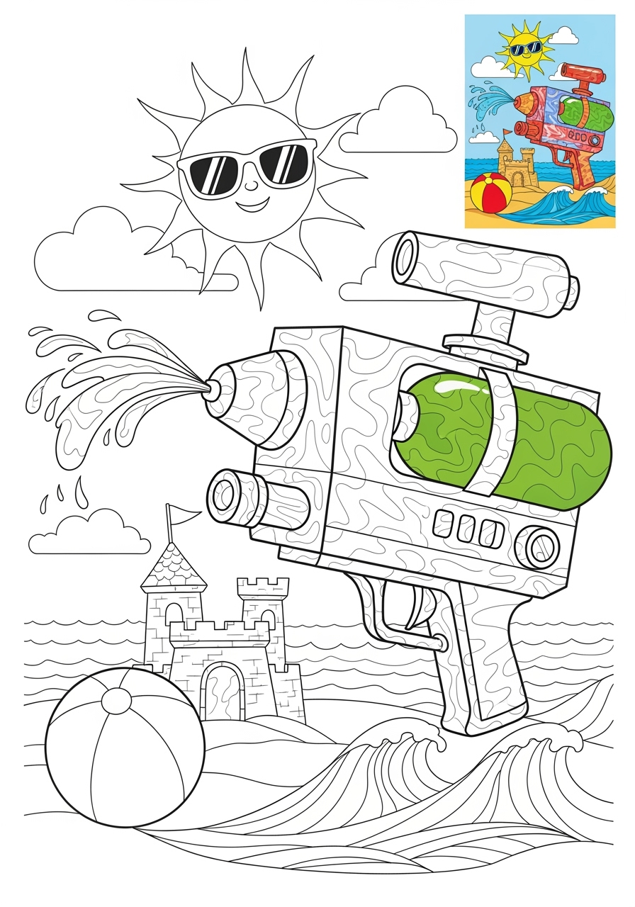 advanced toys and games Jouets d'Extérieur water gun kids coloring page 1