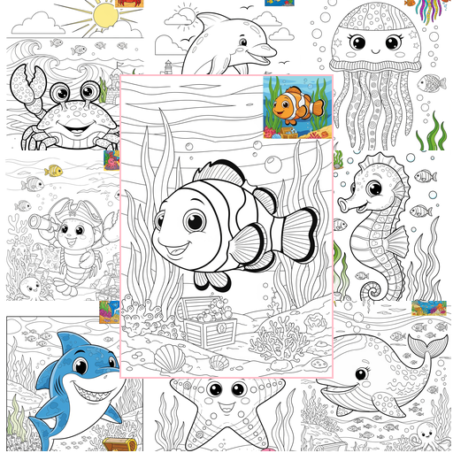 Advanced Underwater and Ocean Sea Creatures Coloring Sheets Collections Thumbnail