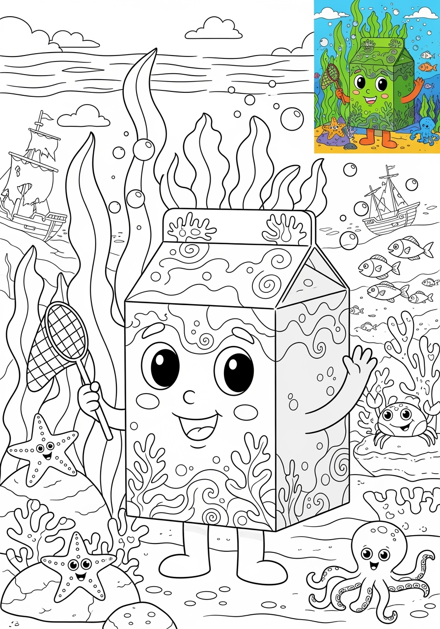 advanced underwater and ocean Ocean Scenes seaweed kids coloring page 0