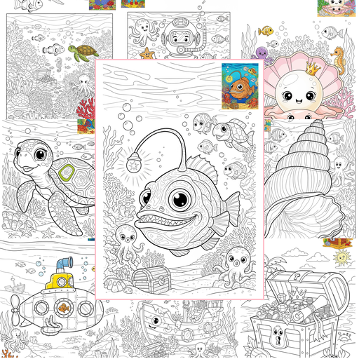 Advanced Underwater and Ocean Ocean Scenes Coloring Sheets Collections Thumbnail