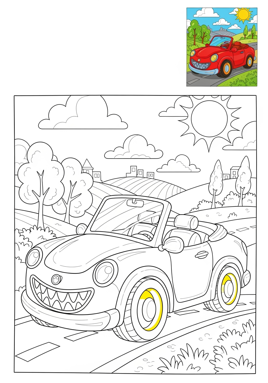 advanced vehicles Cars & Trucks convertible kids coloring page 0