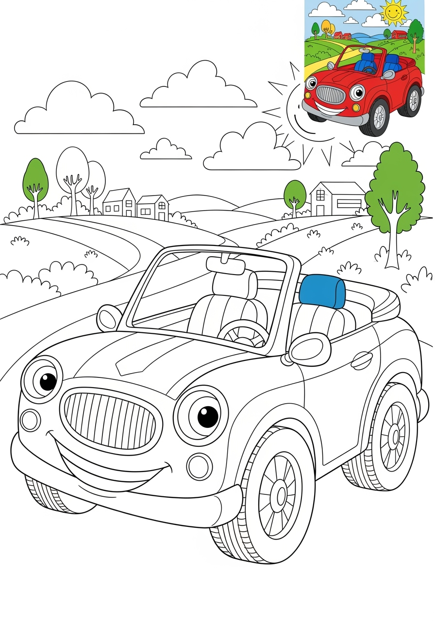 advanced vehicles Cars & Trucks convertible kids coloring page 1