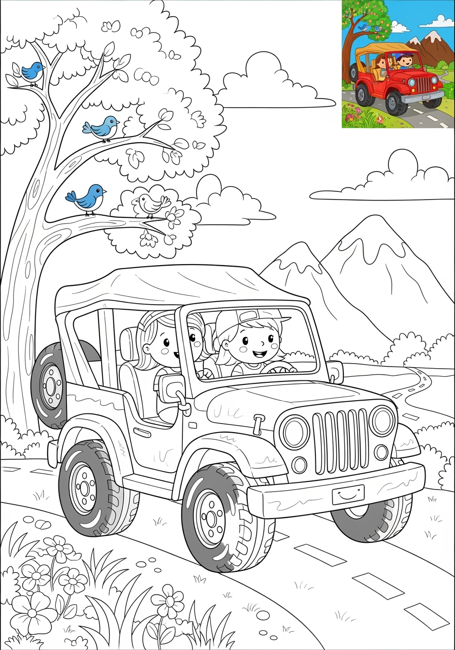advanced vehicles Cars & Trucks jeep kids coloring page 0