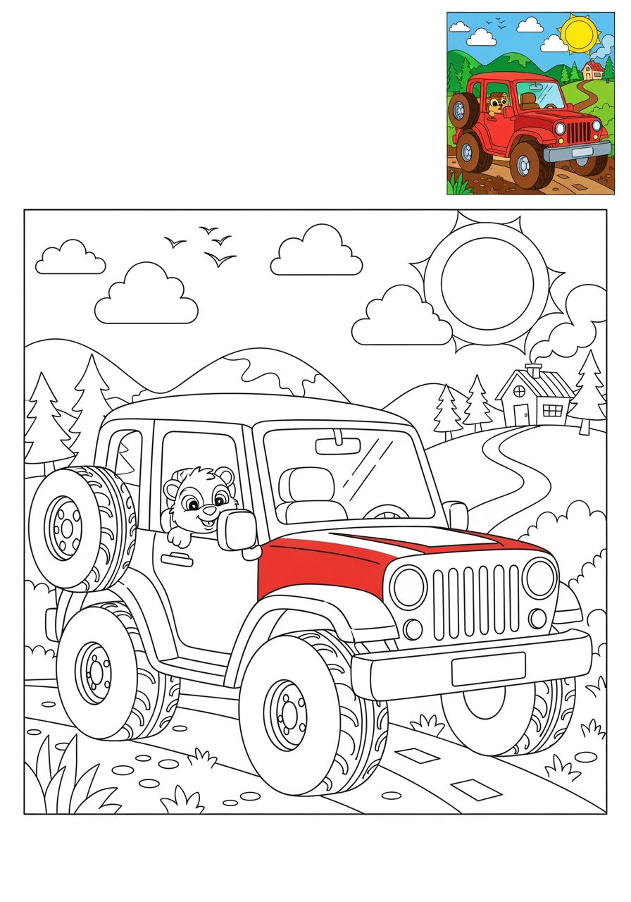 advanced vehicles Cars & Trucks jeep kids coloring page 1