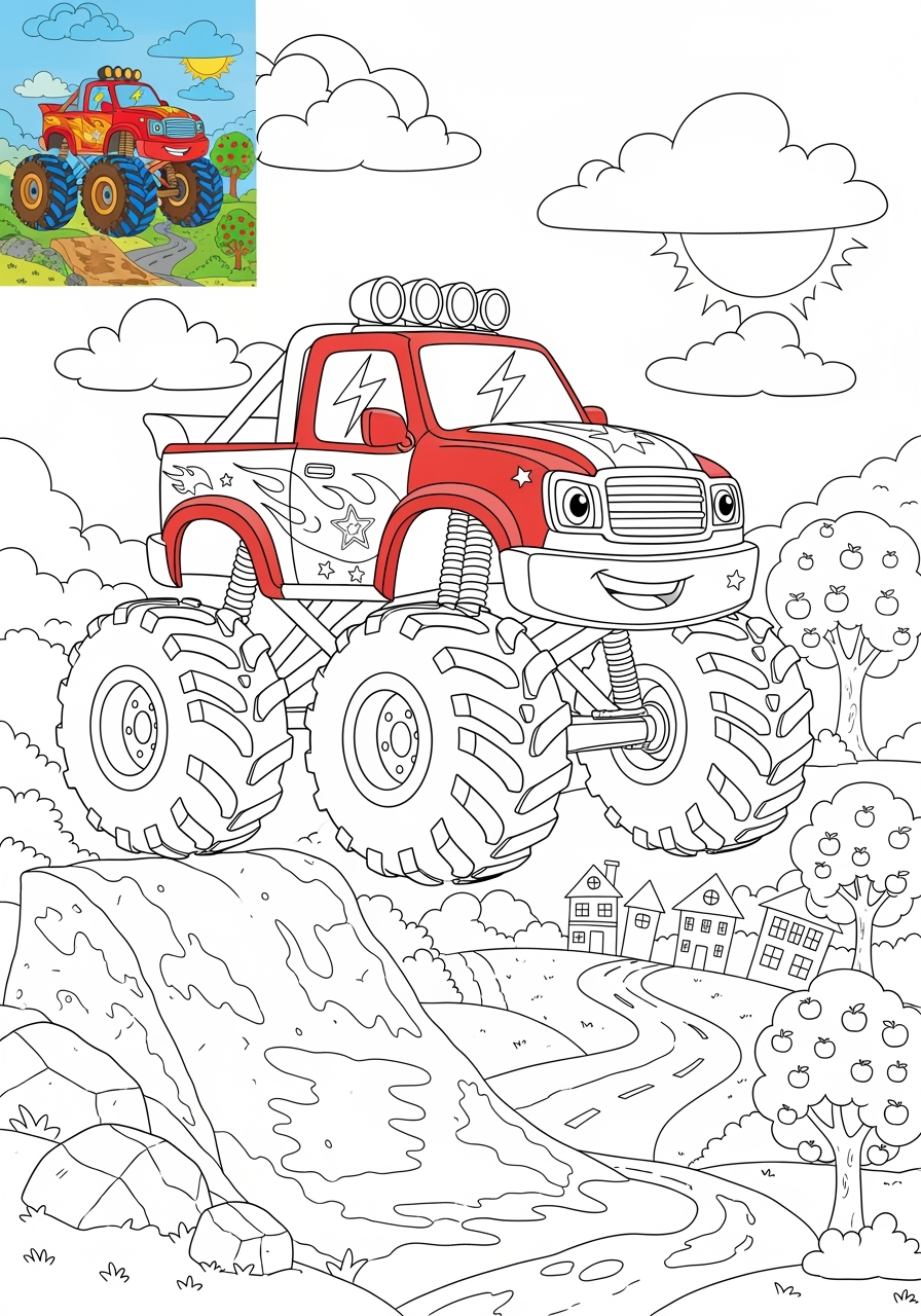 advanced vehicles Cars & Trucks monster truck kids coloring page 0