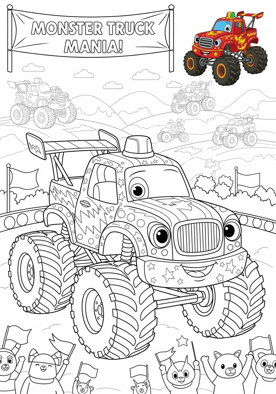 advanced vehicles Cars & Trucks monster truck kids coloring page 1