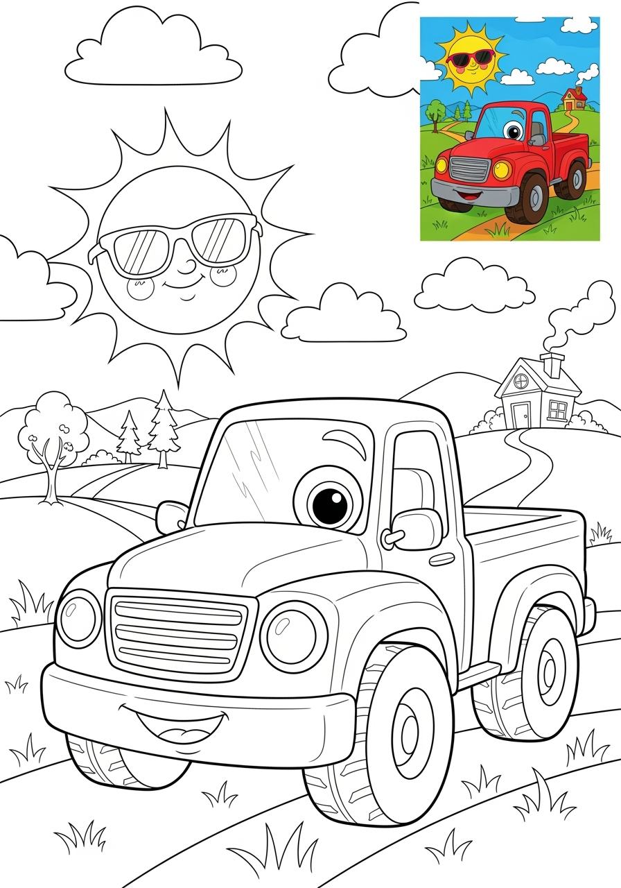advanced vehicles Cars & Trucks pickup kids coloring page 0