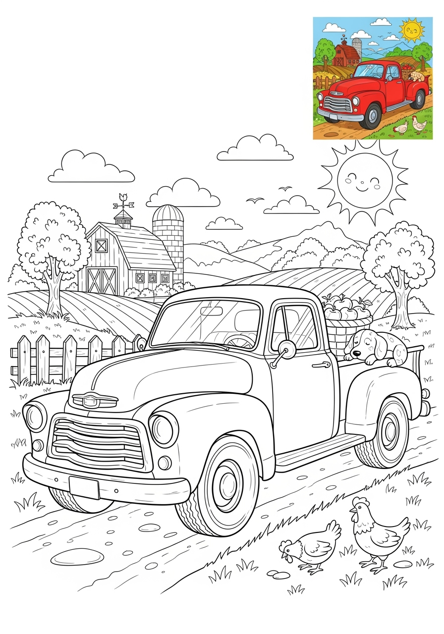 advanced vehicles Cars & Trucks pickup kids coloring page 1