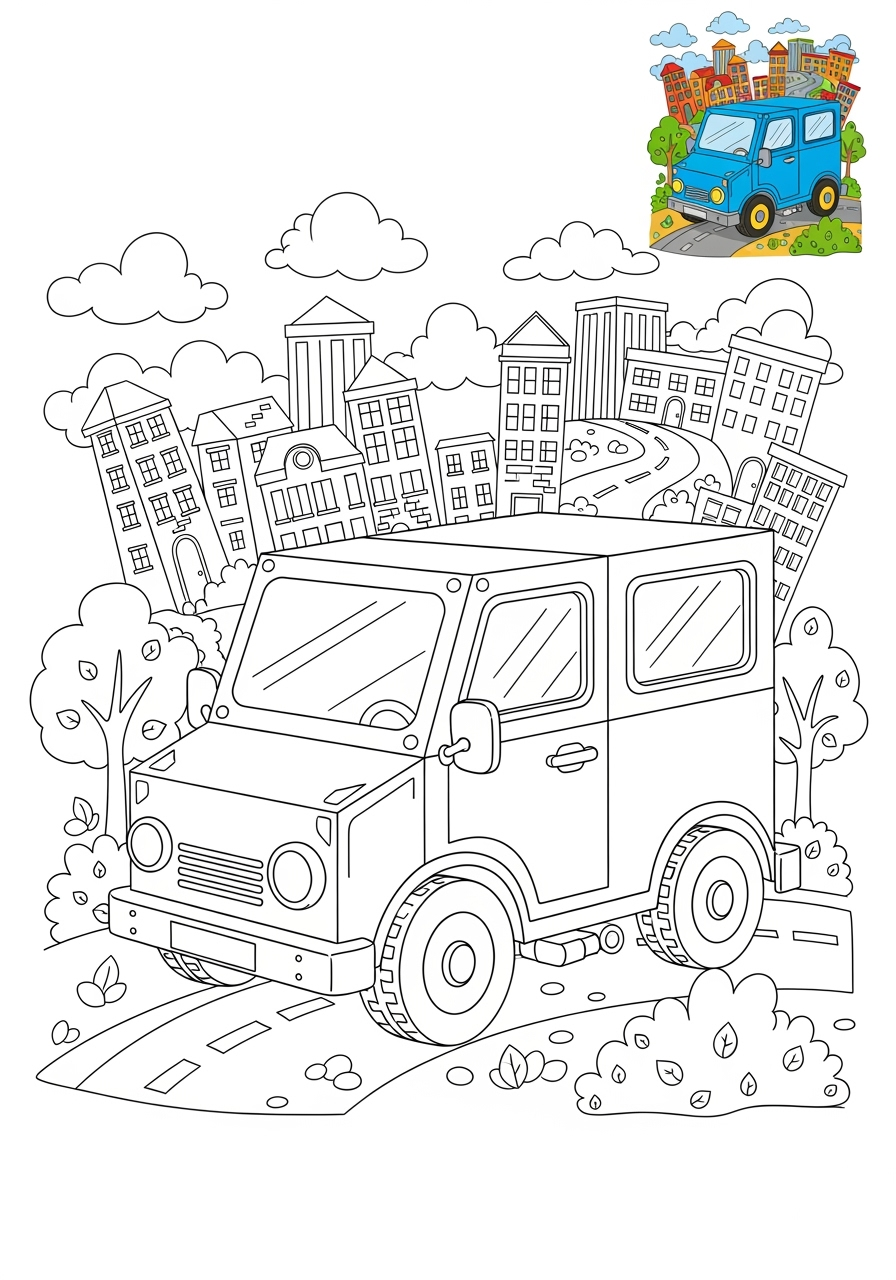advanced vehicles Cars & Trucks van kids coloring page 0