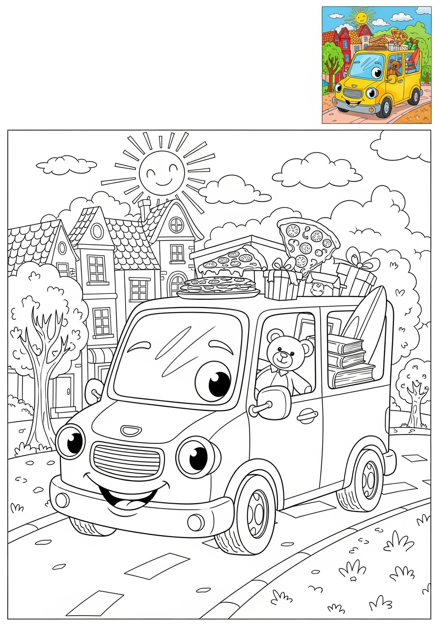 advanced vehicles Cars & Trucks van kids coloring page 1