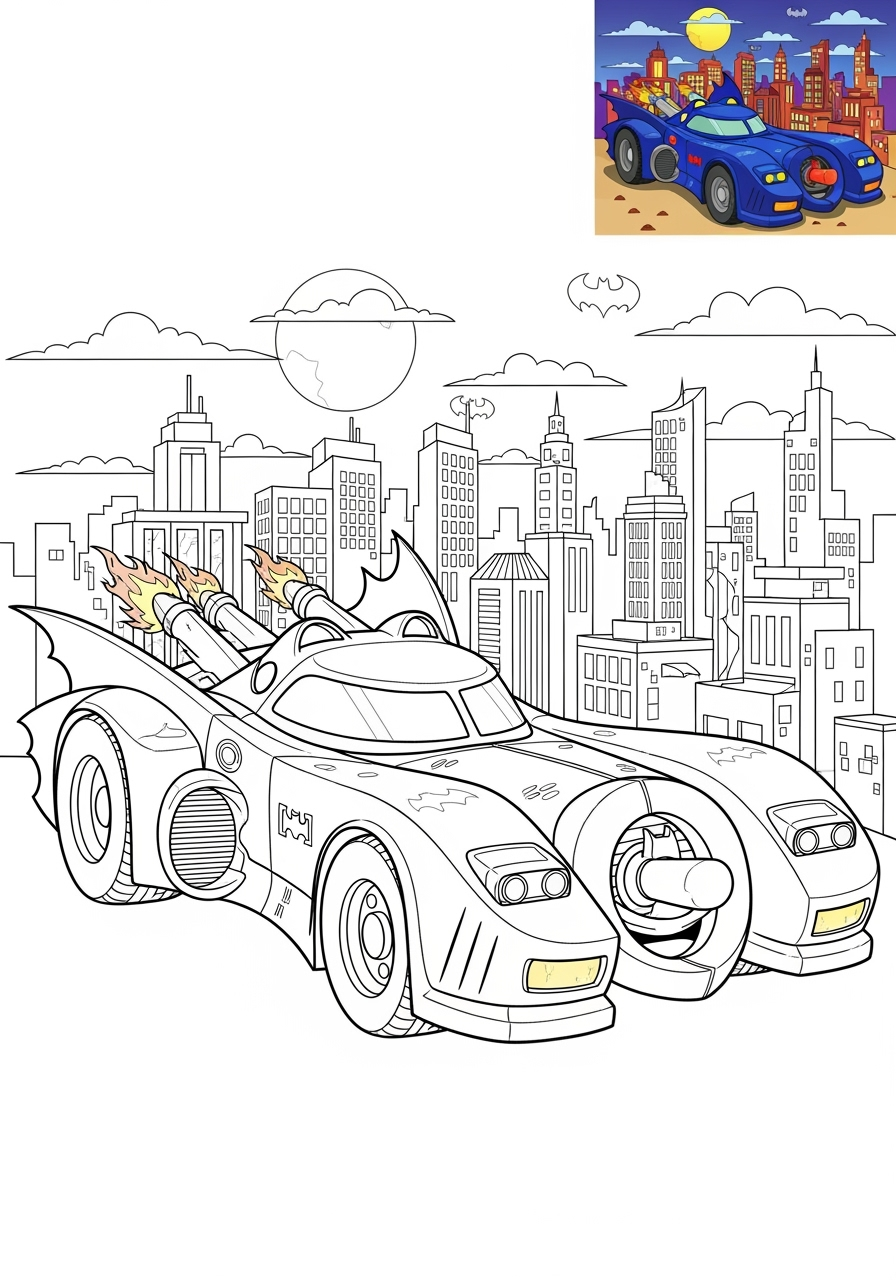 advanced vehicles Fantasy Vehicles batmobile kids coloring page 0