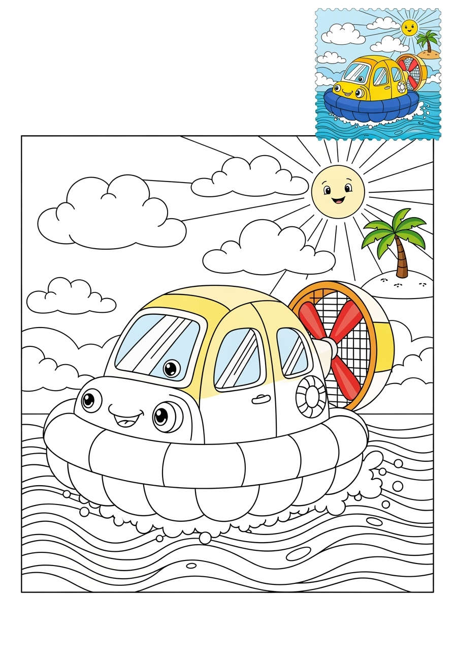 advanced vehicles Fantasy Vehicles hovercraft kids coloring page 0