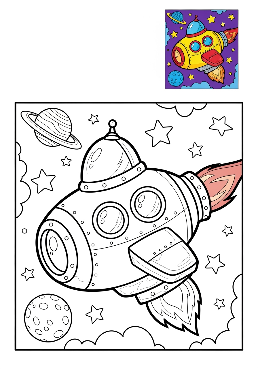 advanced vehicles Fantasy Vehicles spaceship kids coloring page 0