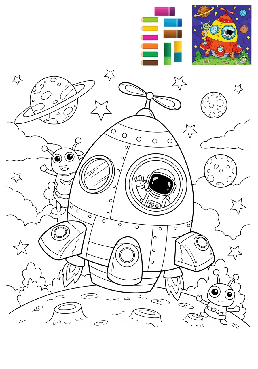 advanced vehicles Fantasy Vehicles spaceship kids coloring page 1