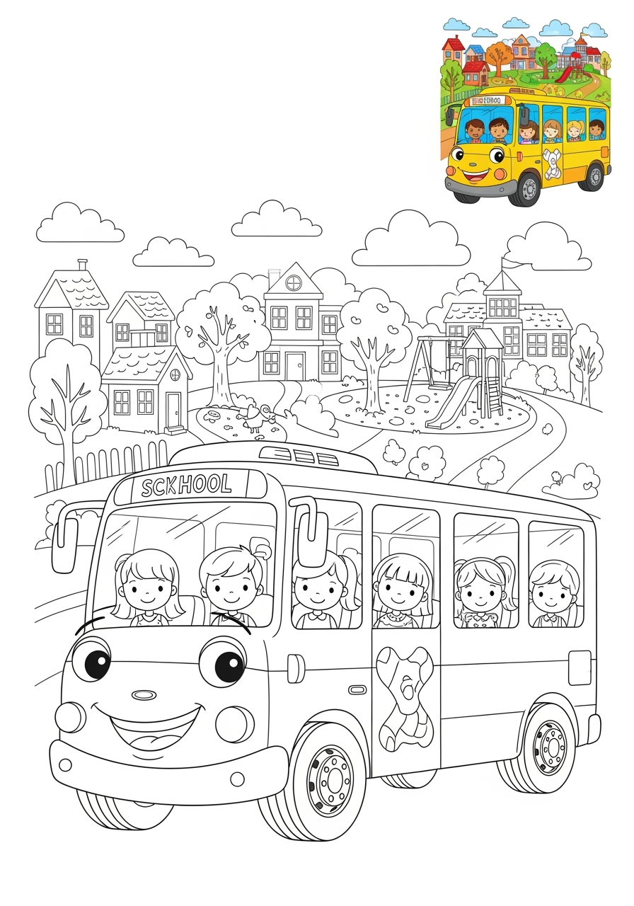 advanced vehicles Public Transport articulated bus kids coloring page 0