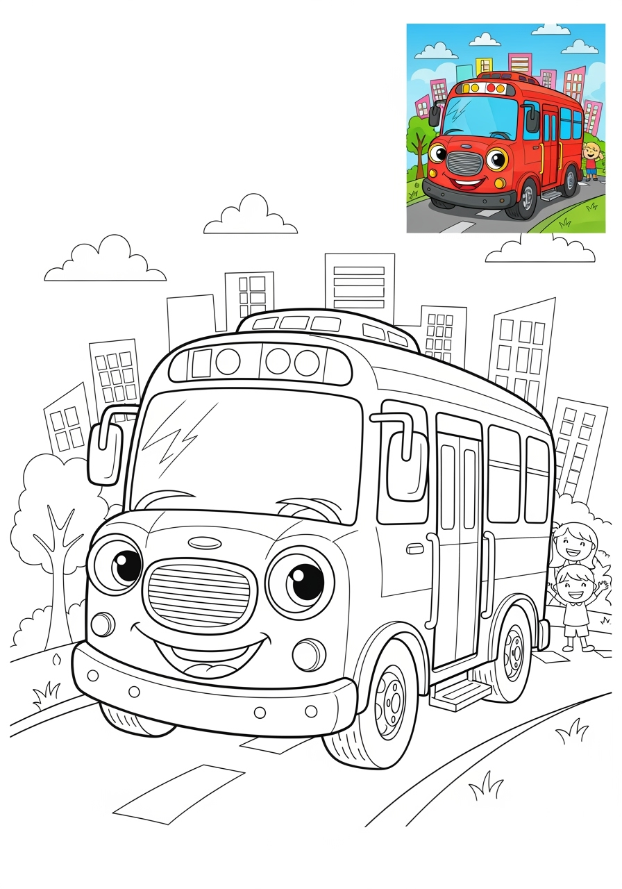 advanced vehicles Public Transport bus kids coloring page 0