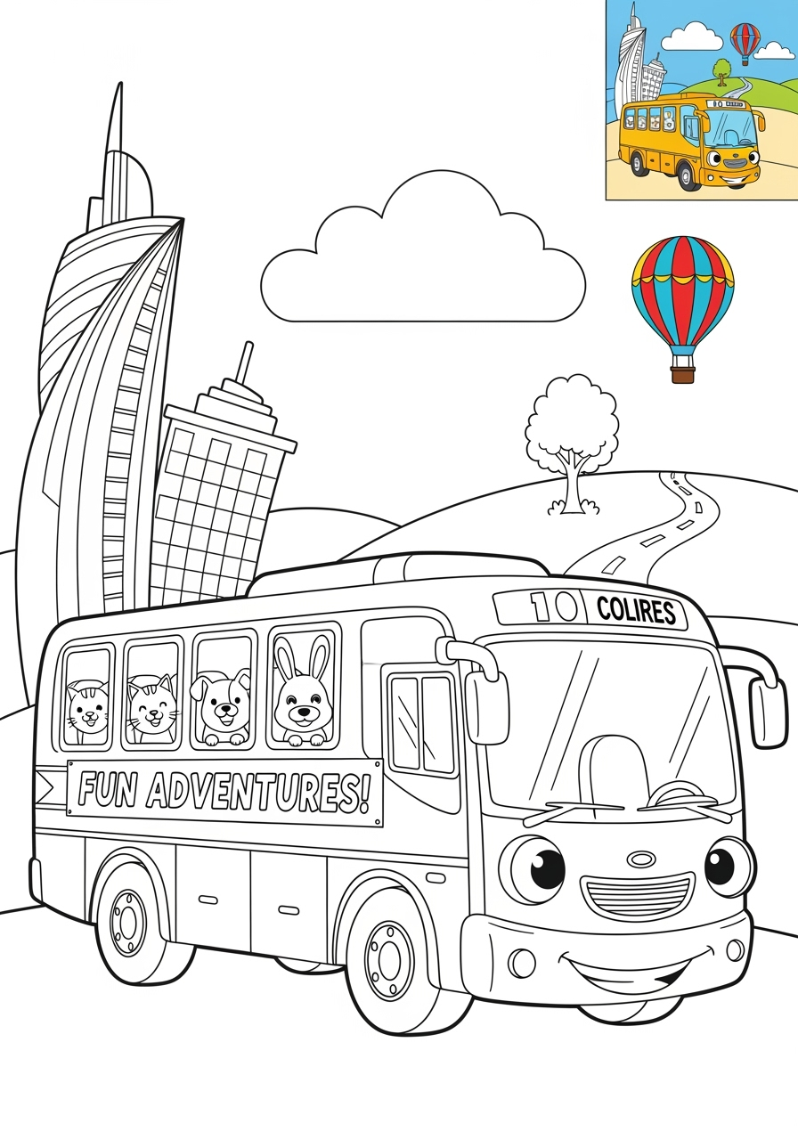 advanced vehicles Public Transport coach bus kids coloring page 0