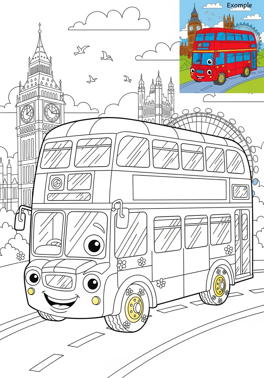 advanced vehicles Public Transport double decker bus kids coloring page 0