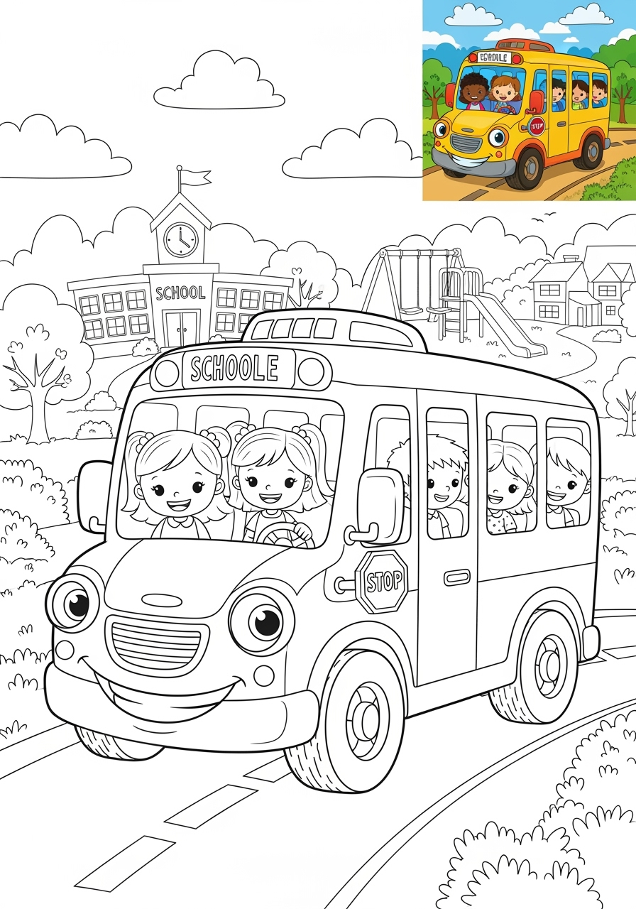 advanced vehicles Public Transport shuttle bus kids coloring page 0