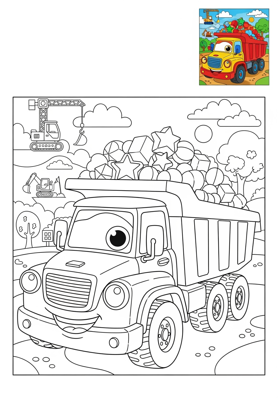 advanced vehicles Vehículos de Construcción dump truck kids coloring page 1