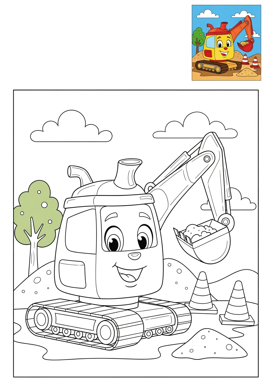 advanced vehicles Vehículos de Construcción excavator kids coloring page 0