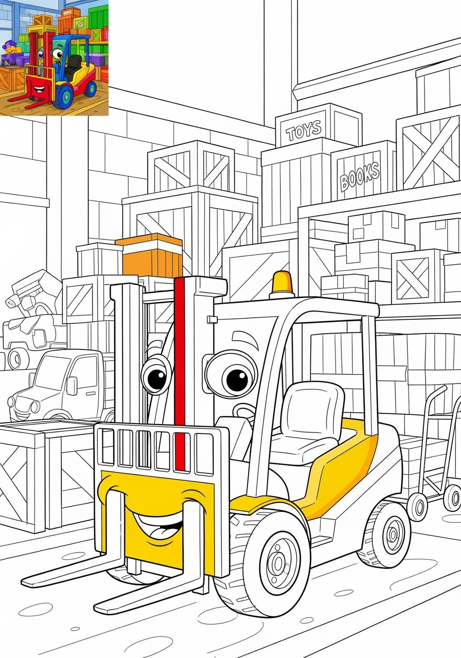 advanced vehicles Vehículos de Construcción forklift kids coloring page 0