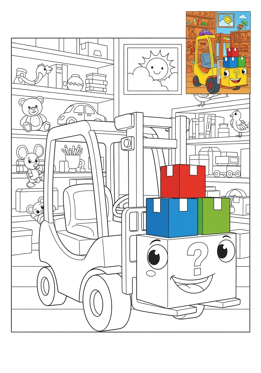 advanced vehicles Vehículos de Construcción forklift kids coloring page 1