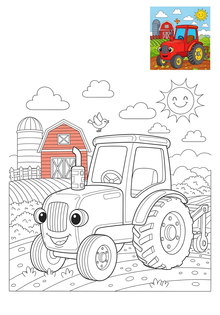 advanced vehicles Vehículos de Construcción tractor kids coloring page 1