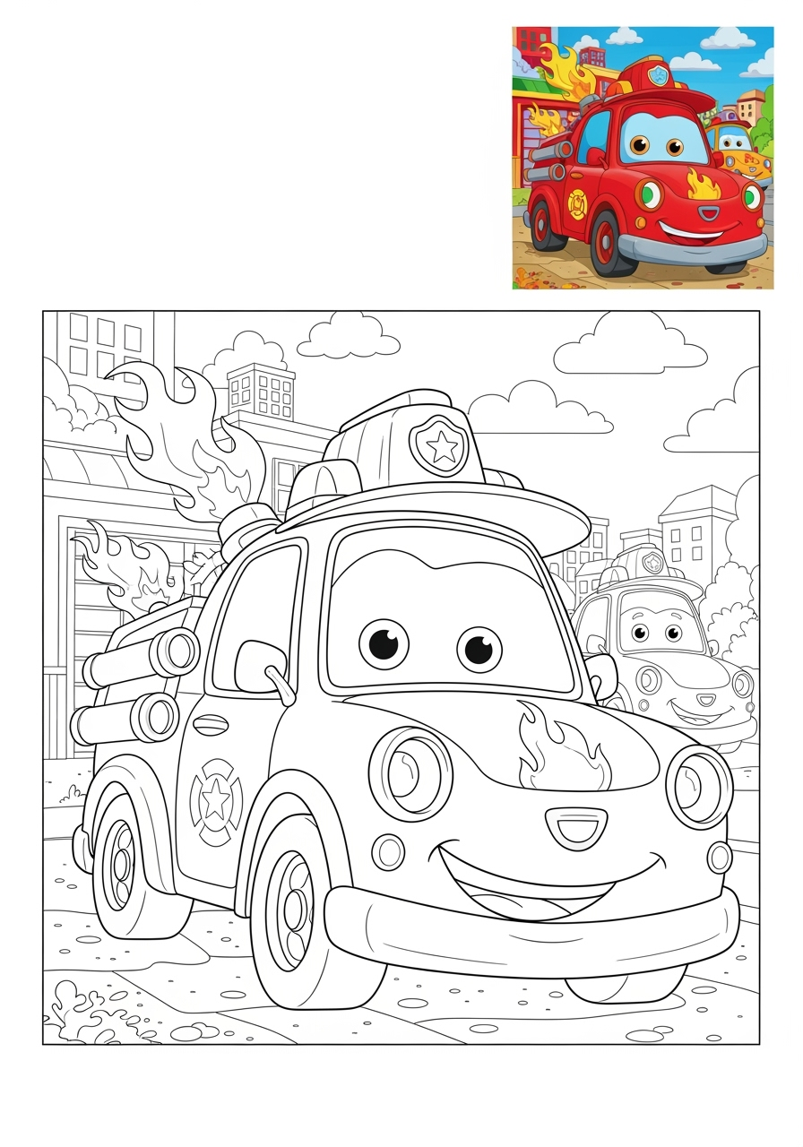 advanced vehicles Emergency Vehicles fire chief car kids coloring page 1
