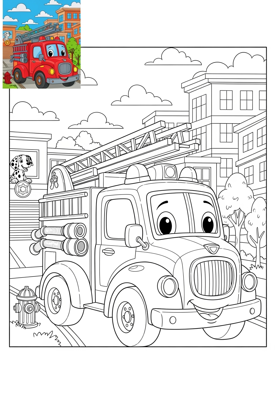 advanced vehicles Emergency Vehicles fire truck kids coloring page 0
