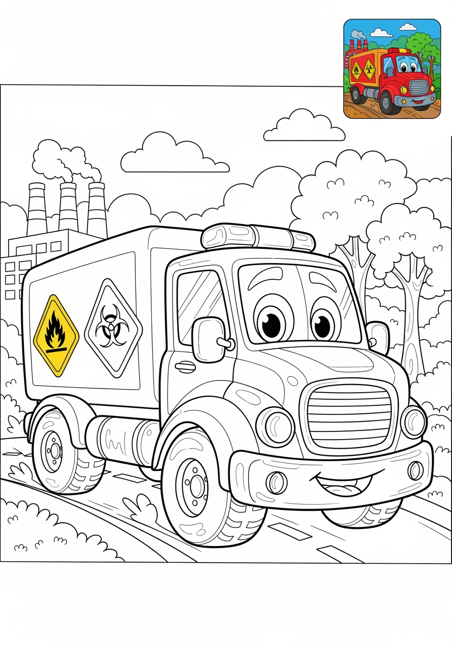 advanced vehicles Emergency Vehicles hazmat truck kids coloring page 0