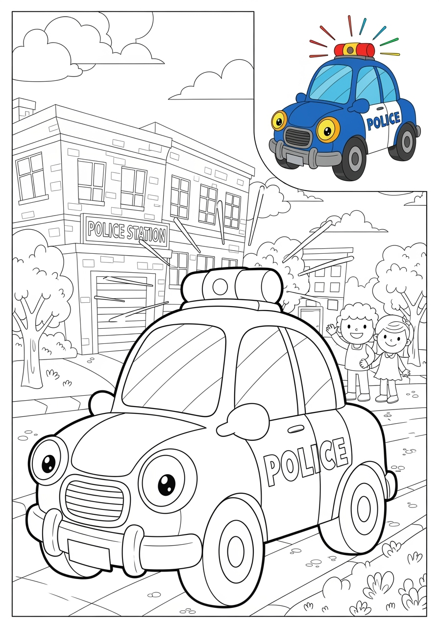 advanced vehicles Emergency Vehicles police car kids coloring page 0