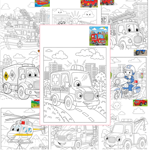 Advanced Vehicles Emergency Vehicles Coloring Sheets Collections Thumbnail