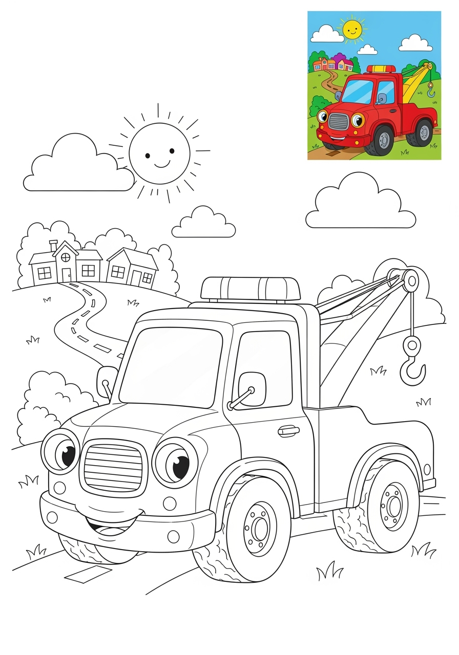 advanced vehicles Emergency Vehicles tow truck kids coloring page 0