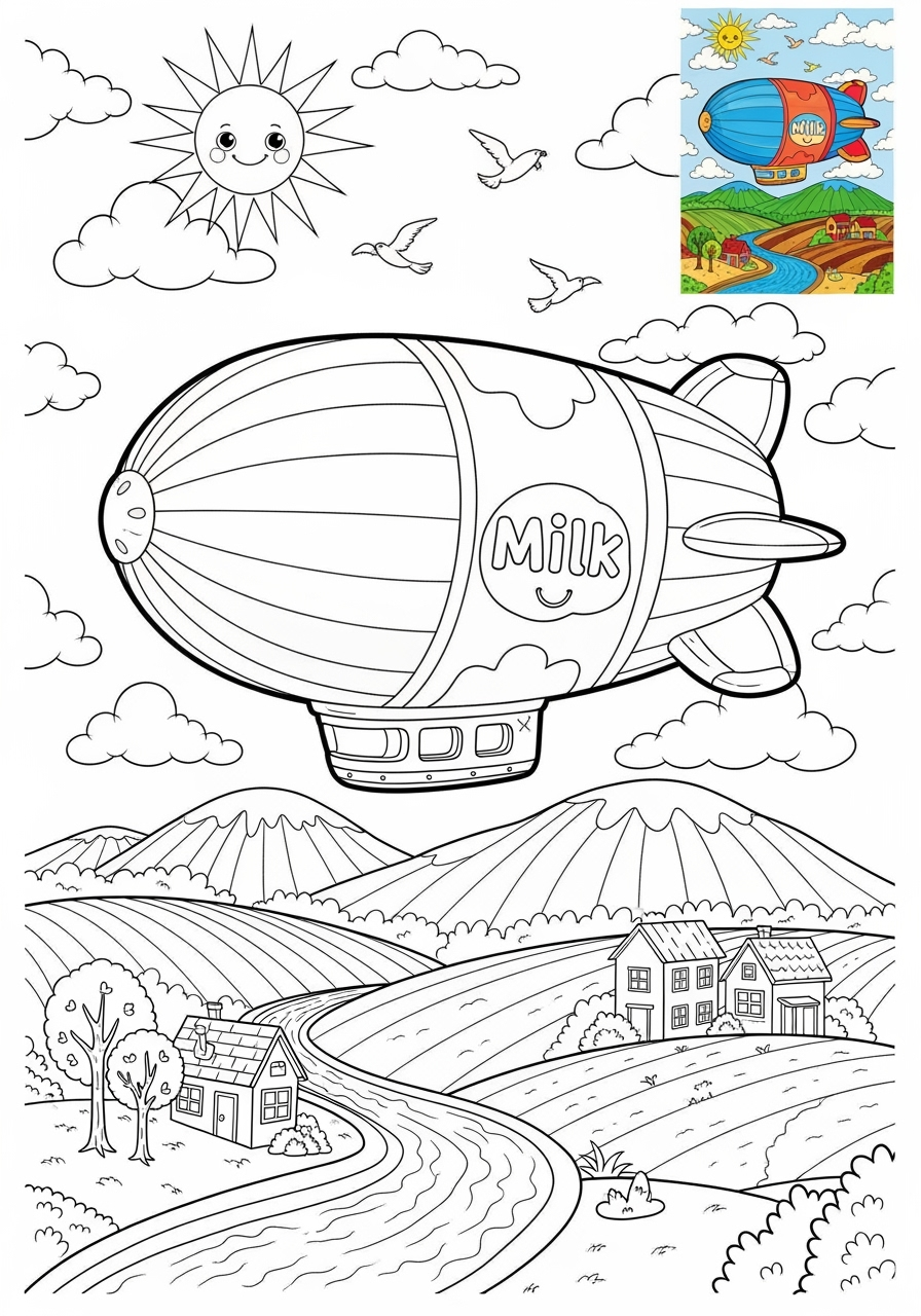 advanced vehicles Giao Thông Hàng Không blimp kids coloring page 0