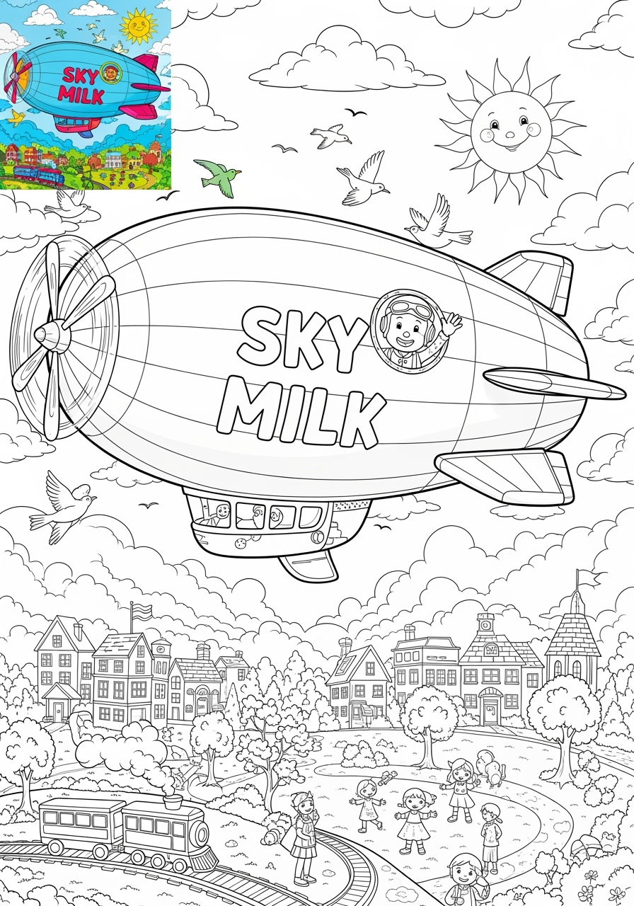 advanced vehicles Giao Thông Hàng Không blimp kids coloring page 1