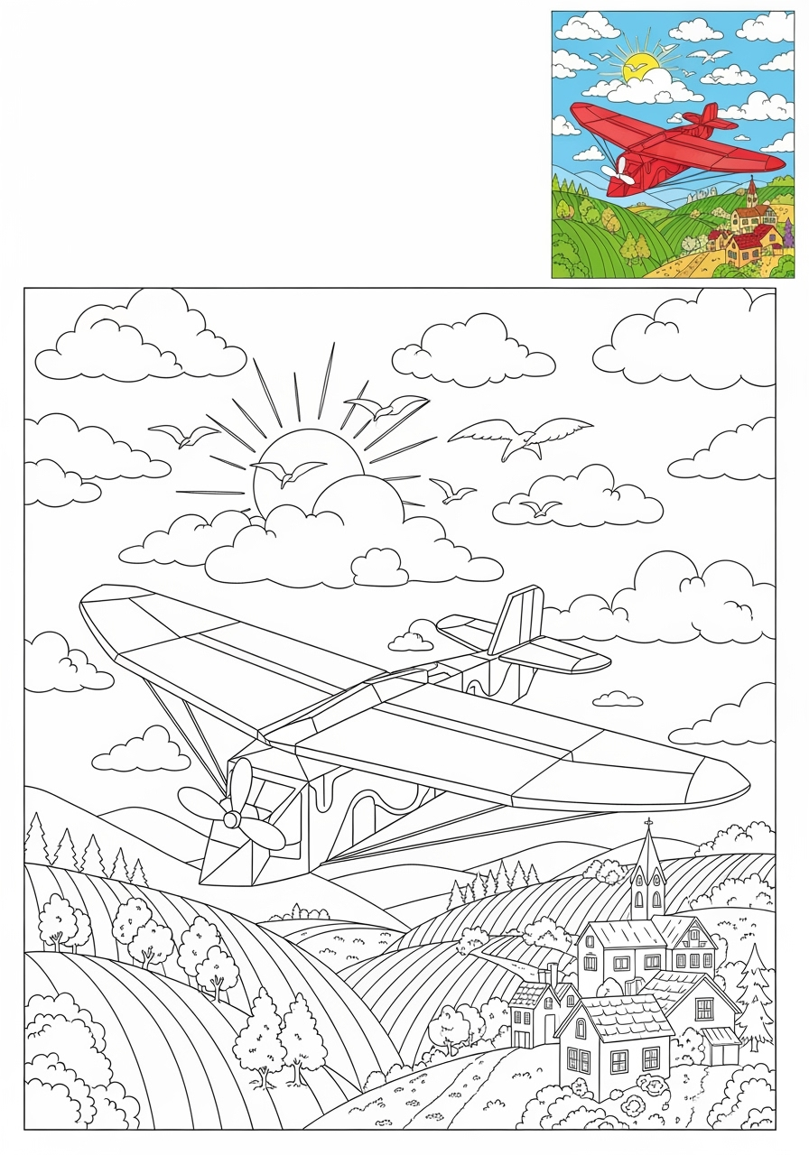 advanced vehicles Giao Thông Hàng Không glider kids coloring page 0