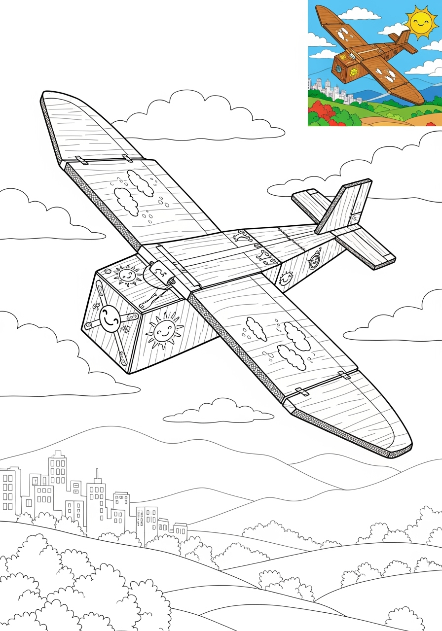 advanced vehicles Giao Thông Hàng Không glider kids coloring page 1