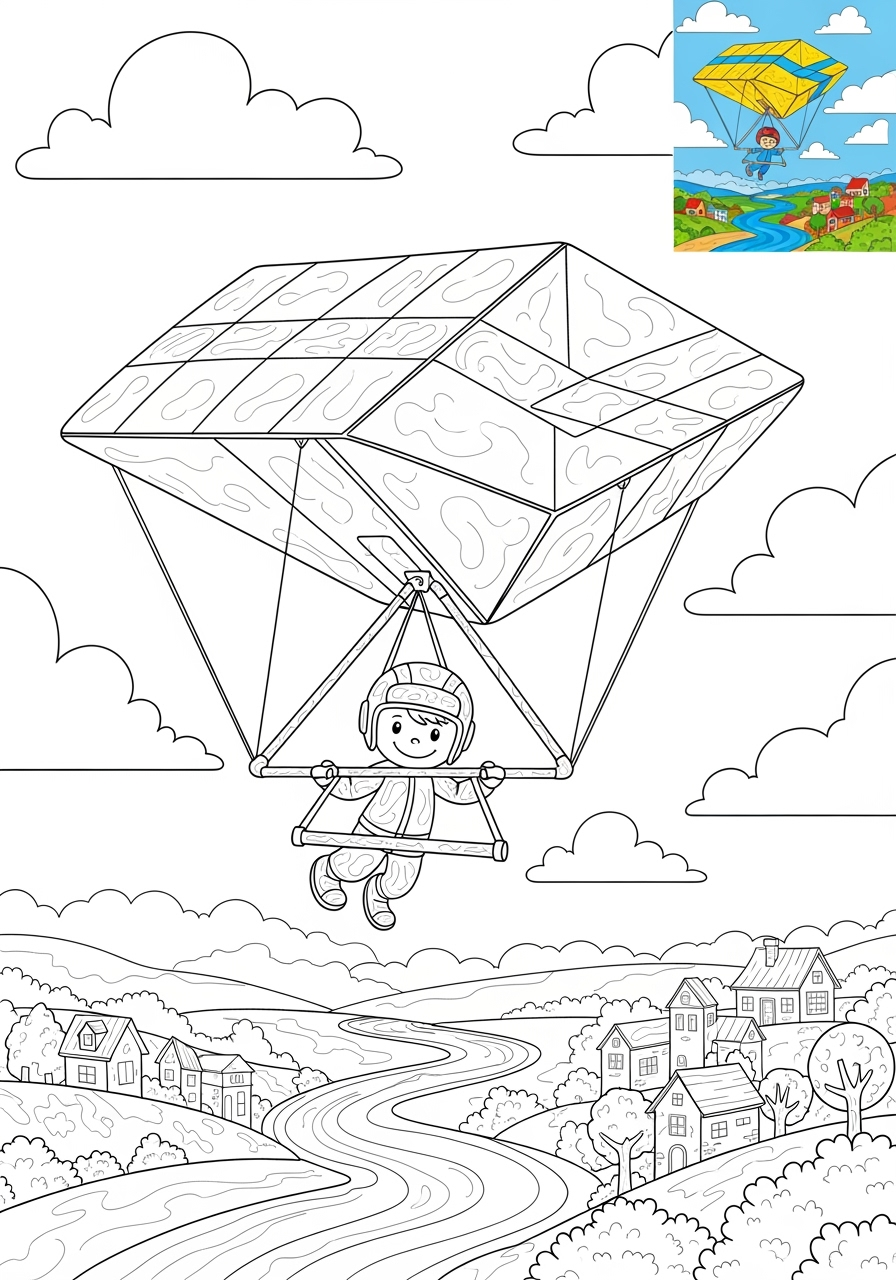 advanced vehicles Giao Thông Hàng Không hang glider kids coloring page 0