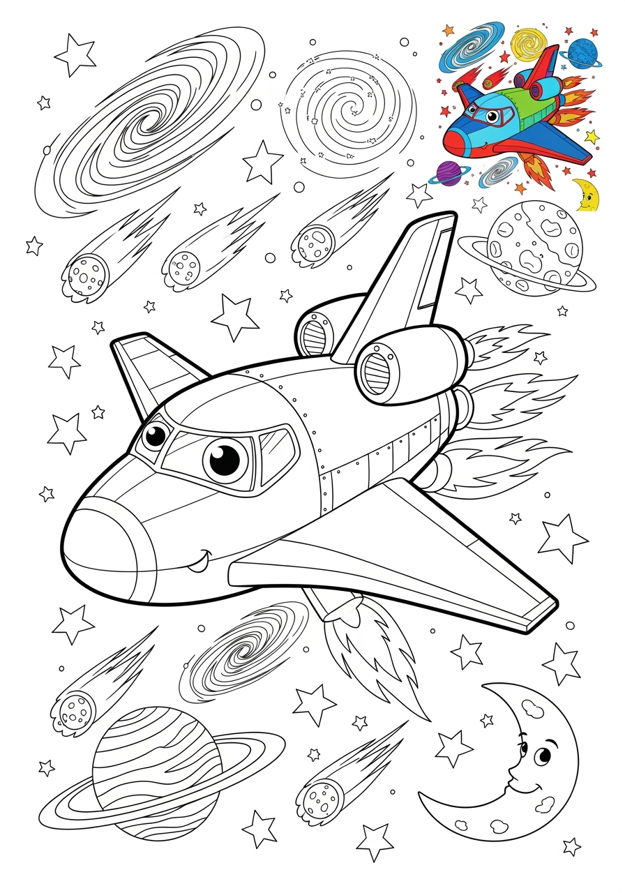 advanced vehicles Giao Thông Hàng Không space shuttle kids coloring page 0