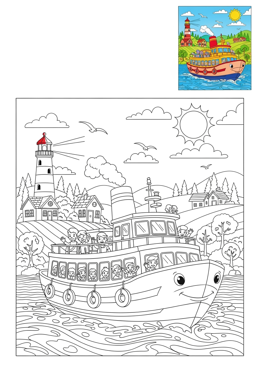 advanced vehicles Water Transport ferry kids coloring page 0