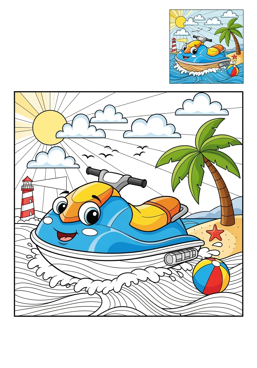 advanced vehicles Water Transport jet ski kids coloring page 0