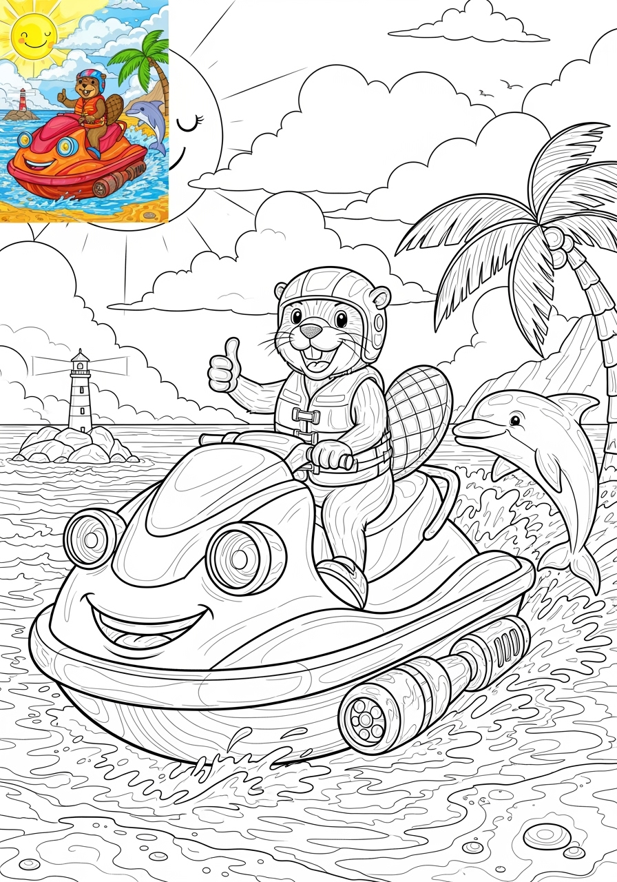 advanced vehicles Water Transport jet ski kids coloring page 1