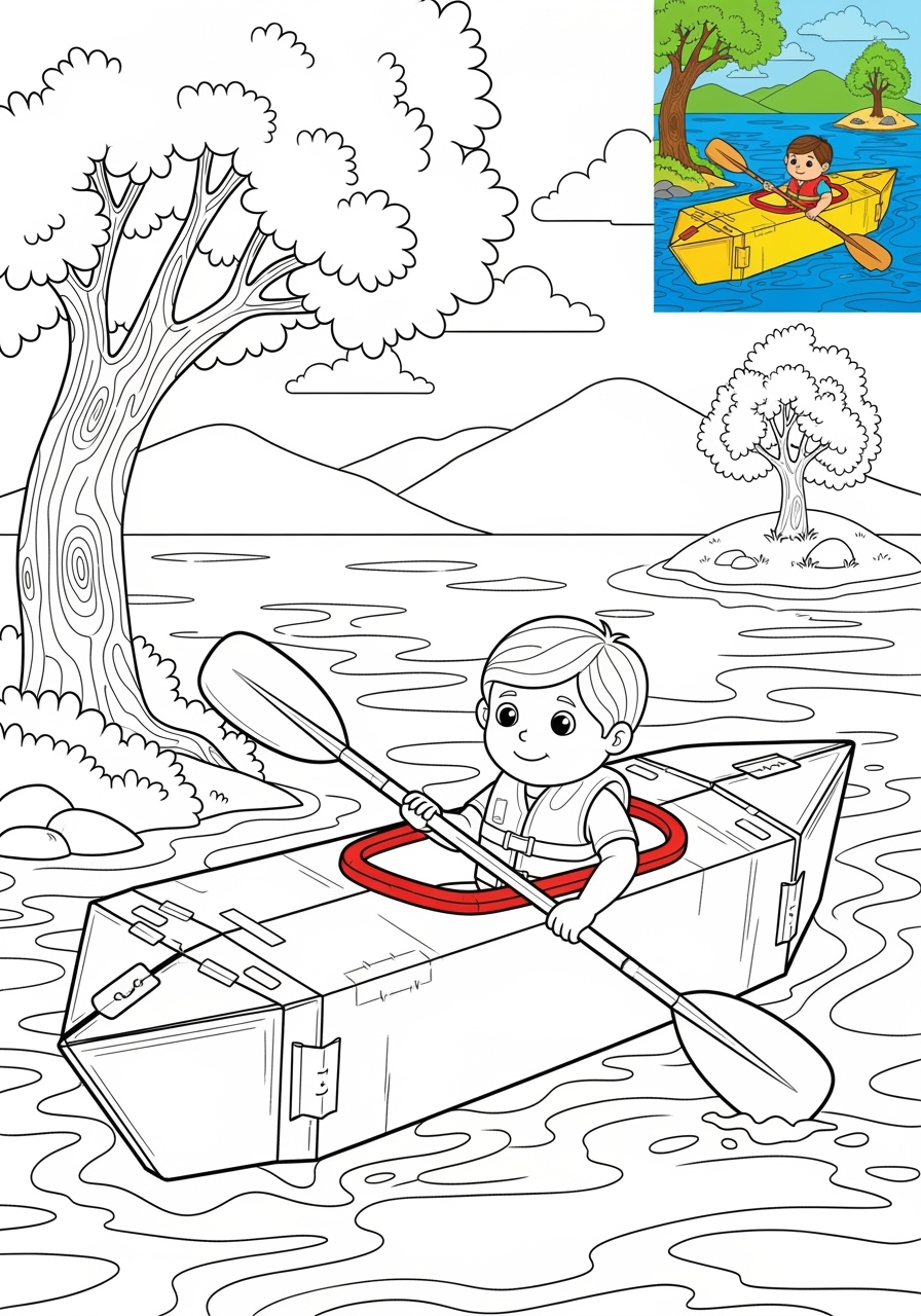 advanced vehicles Water Transport kayak kids coloring page 0