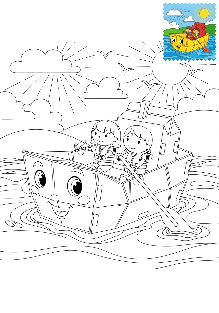 advanced vehicles Water Transport rowboat kids coloring page 1