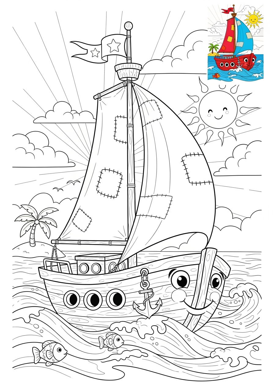 advanced vehicles Water Transport sailboat kids coloring page 0