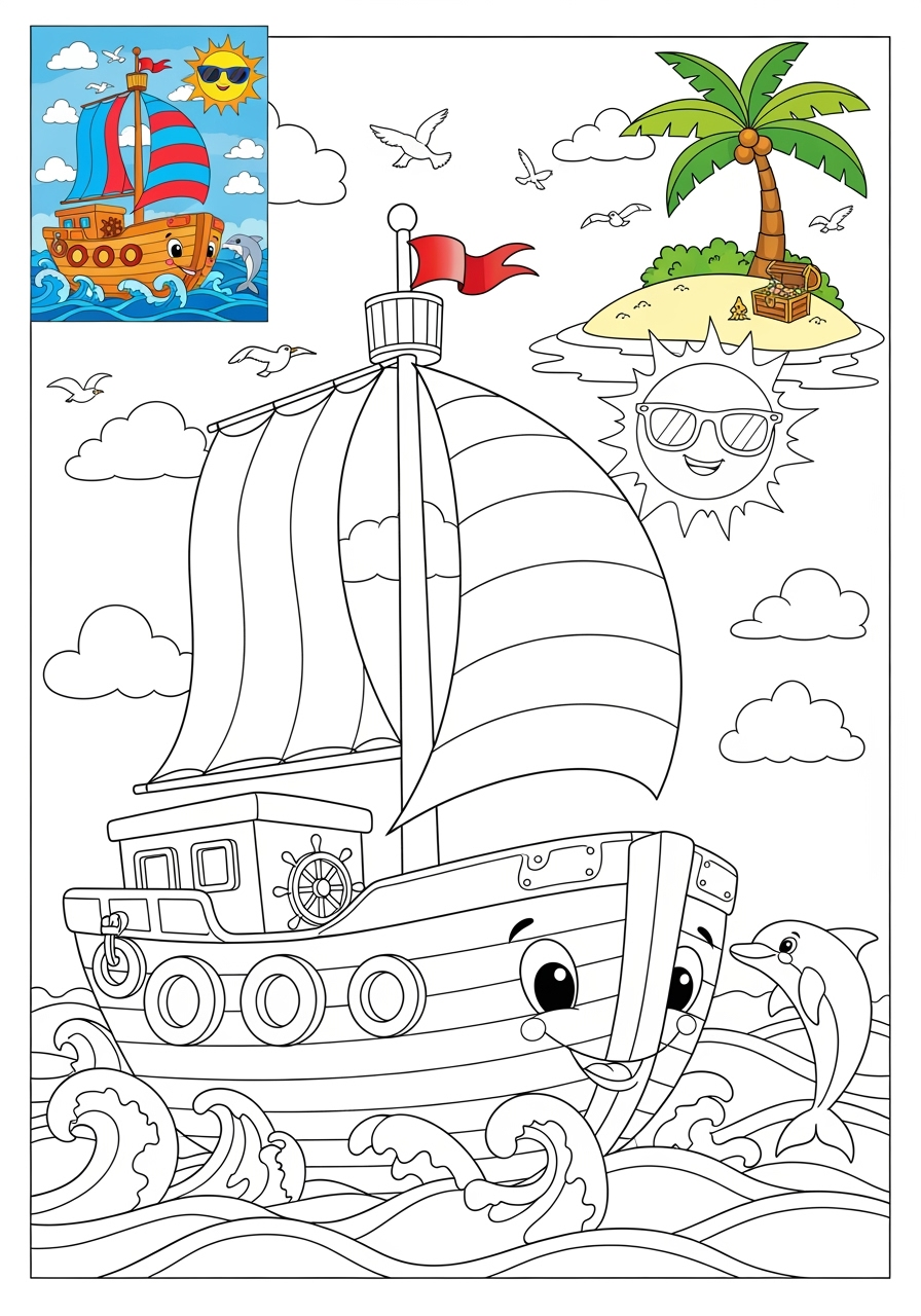 advanced vehicles Water Transport sailboat kids coloring page 1