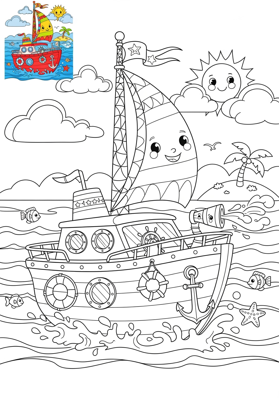 advanced vehicles Water Transport yacht kids coloring page 0