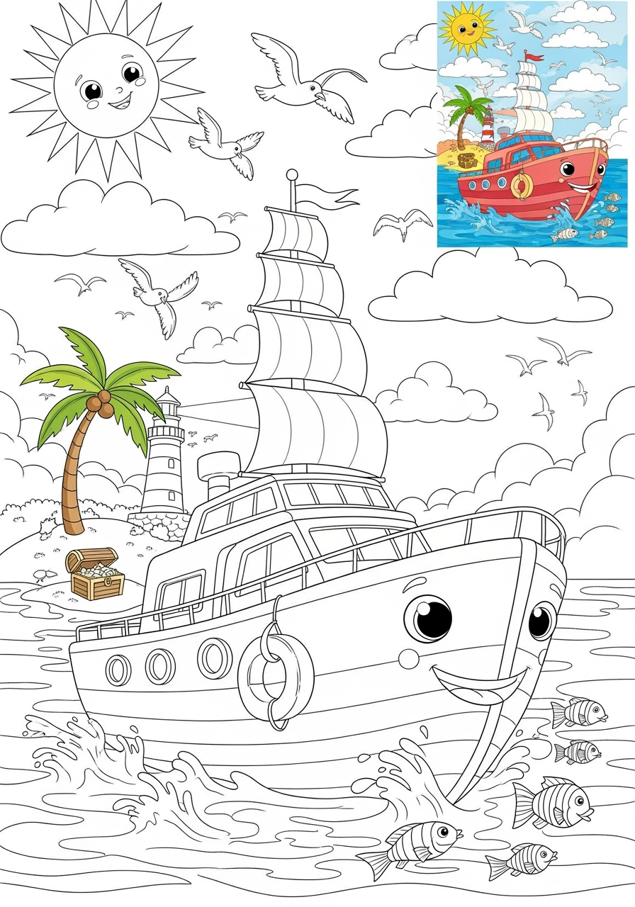 advanced vehicles Water Transport yacht kids coloring page 1